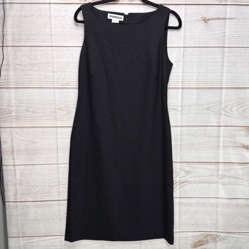 Vintage Boston Proper Womens Black Wool Blend Sleeveless Sheath Dress Size 10